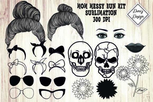 Mom Messy Bun Kit Bundle: Graphics for Crafts Brands